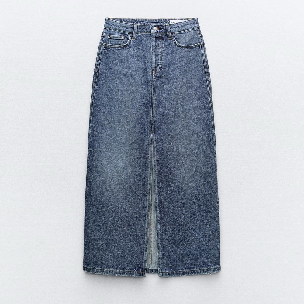 Zara Denim Midi Skirt